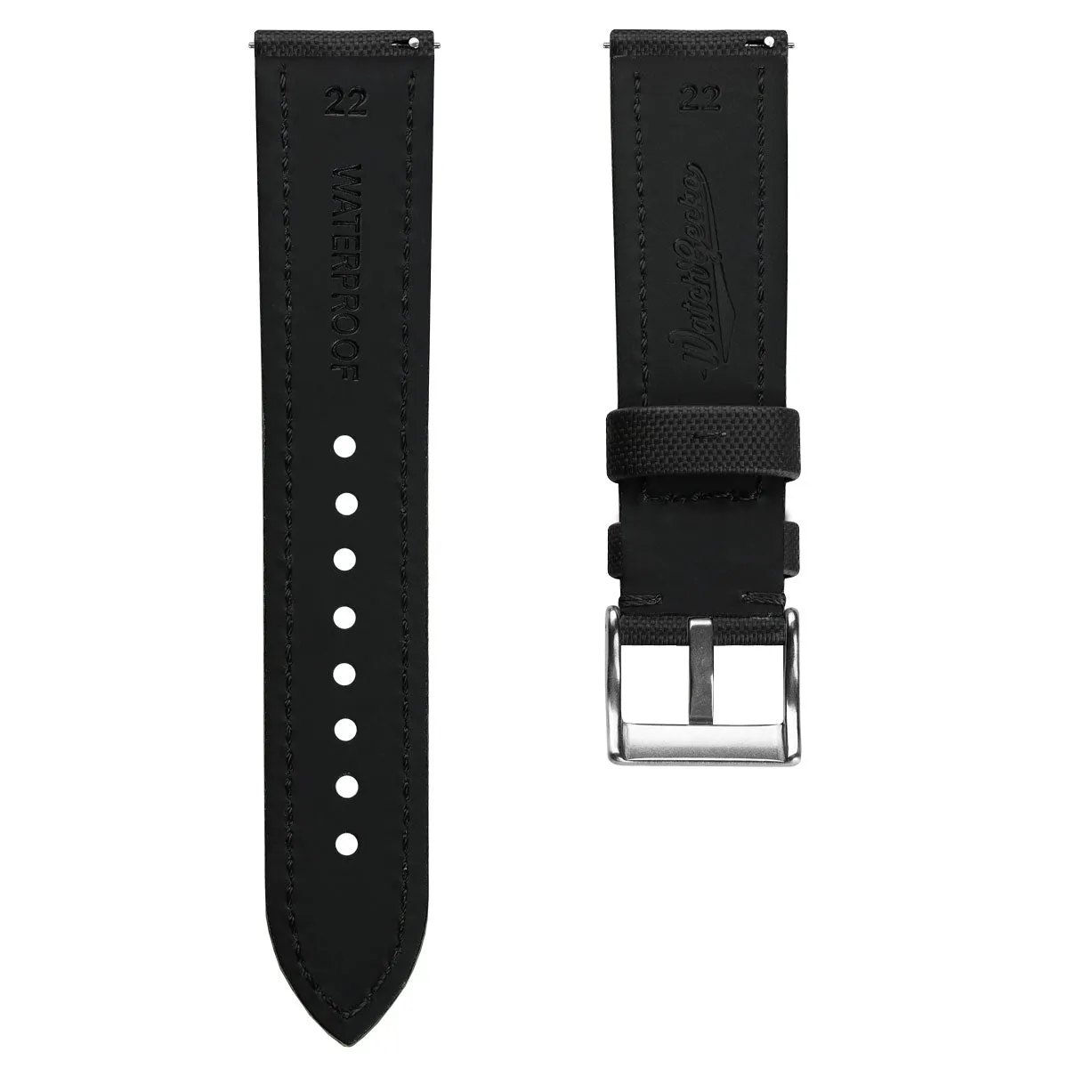 WatchGecko Atlas Sailcloth Watch Strap - Black
