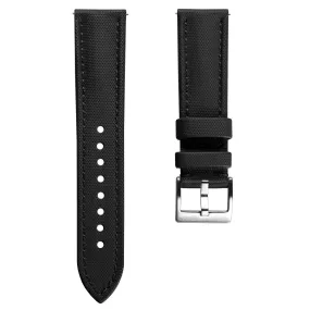 WatchGecko Atlas Sailcloth Watch Strap - Black