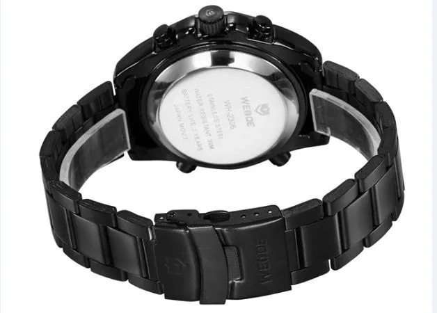 WEIDE Men Military Army Watch Analog LED Digital Stainless Steel Multifunction Quartz Sports Watch Men's Wristwatches