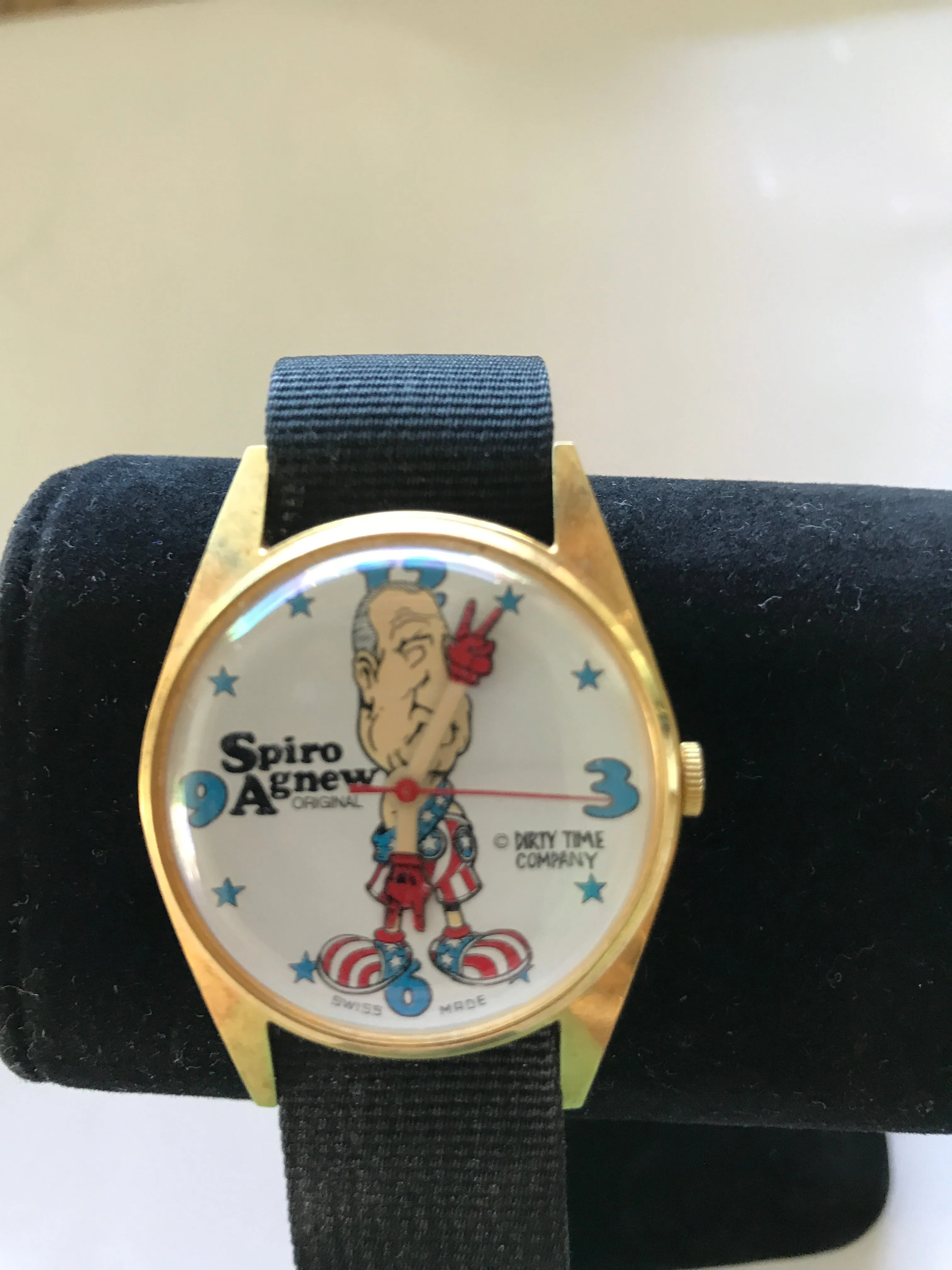 Wind-Up Mechanical Spiro Agnew Watch! Works Perfectly and Keeps Perfect Time! Retired! Rare! Hard To Find!