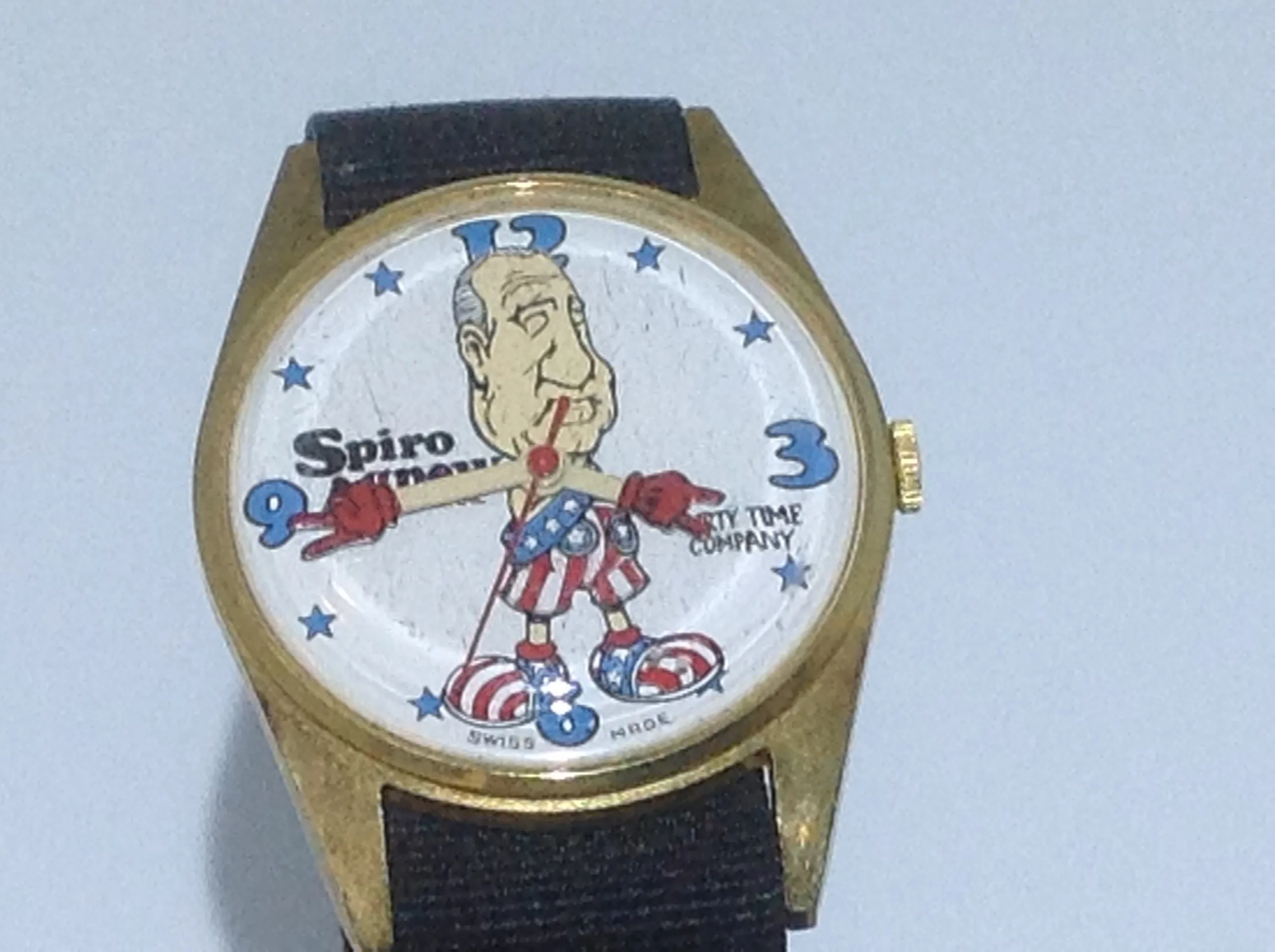 Wind-Up Mechanical Spiro Agnew Watch! Works Perfectly and Keeps Perfect Time! Retired! Rare! Hard To Find!