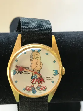 Wind-Up Mechanical Spiro Agnew Watch! Works Perfectly and Keeps Perfect Time! Retired! Rare! Hard To Find!