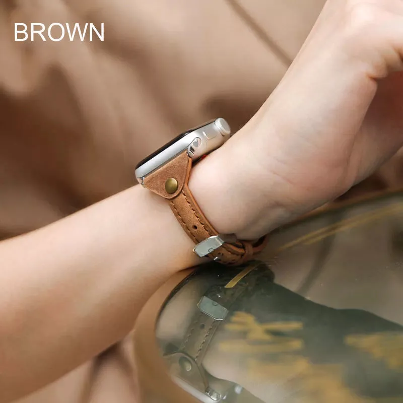 Women's Slim Classic Leather Apple Watch Band