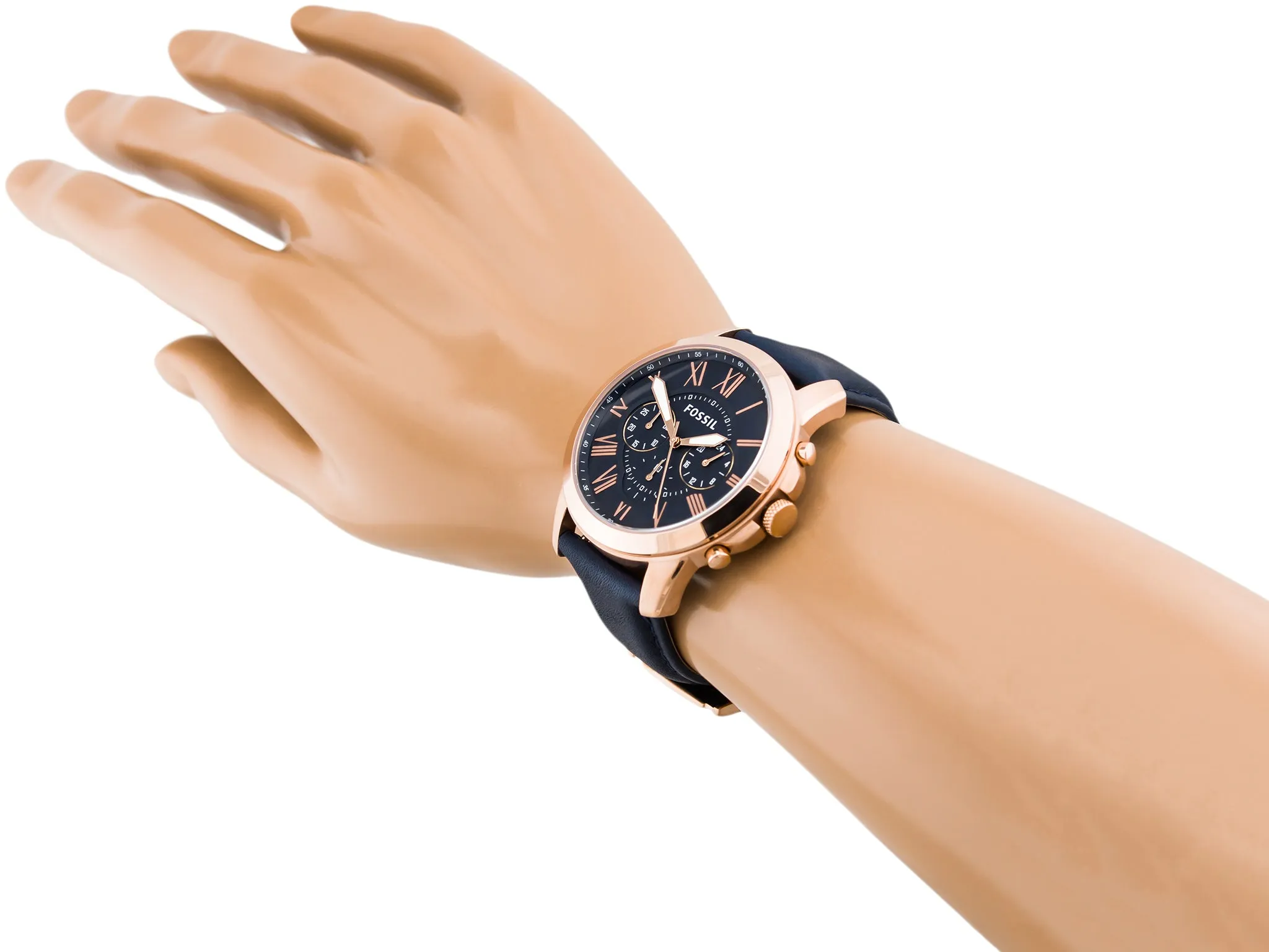 WW0070 Fossil Grant Chronograph Navy Leather Belt Watch FS4835