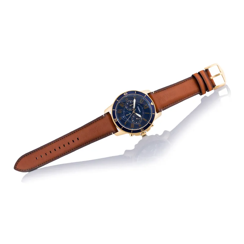 WW0185 Fossil Grant Chronograph Luggage Leather Belt Watch FS5268