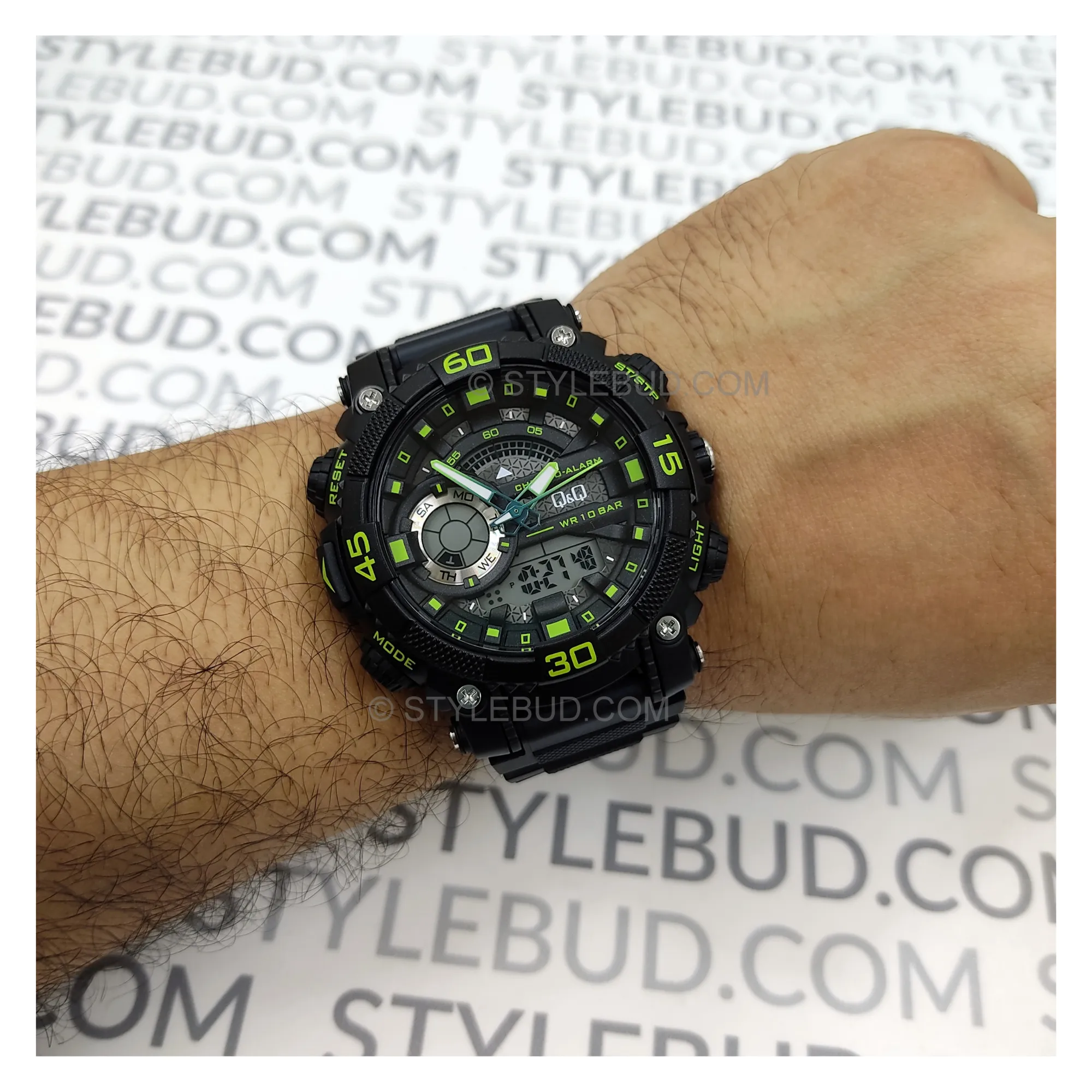 WW1506 Q&Q Dual Time Sports Fiber Belt Watch GW87J008Y