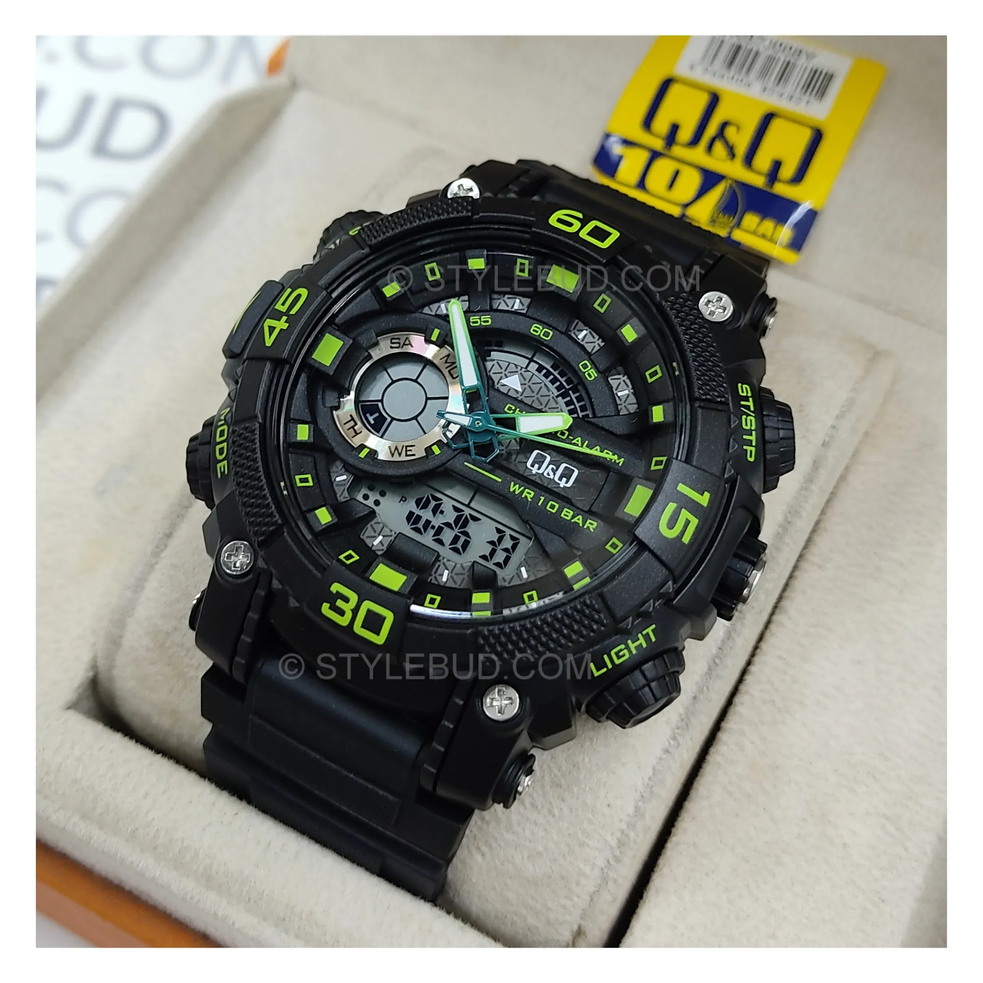 WW1506 Q&Q Dual Time Sports Fiber Belt Watch GW87J008Y