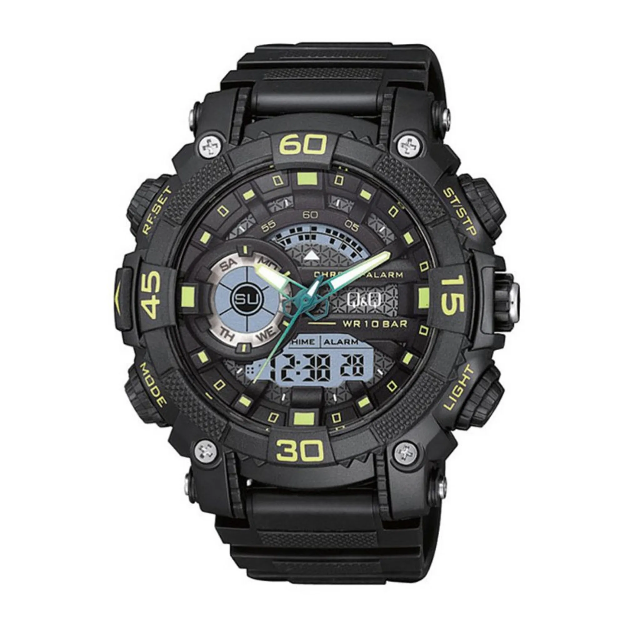 WW1506 Q&Q Dual Time Sports Fiber Belt Watch GW87J008Y