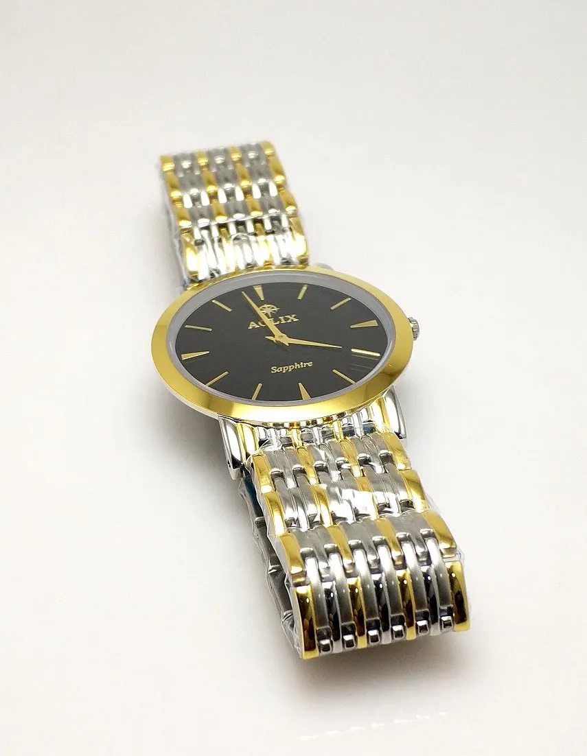 WW2178 Aolix Classic Slim Stainless Steel Two Tone Chain Watch AL9039G