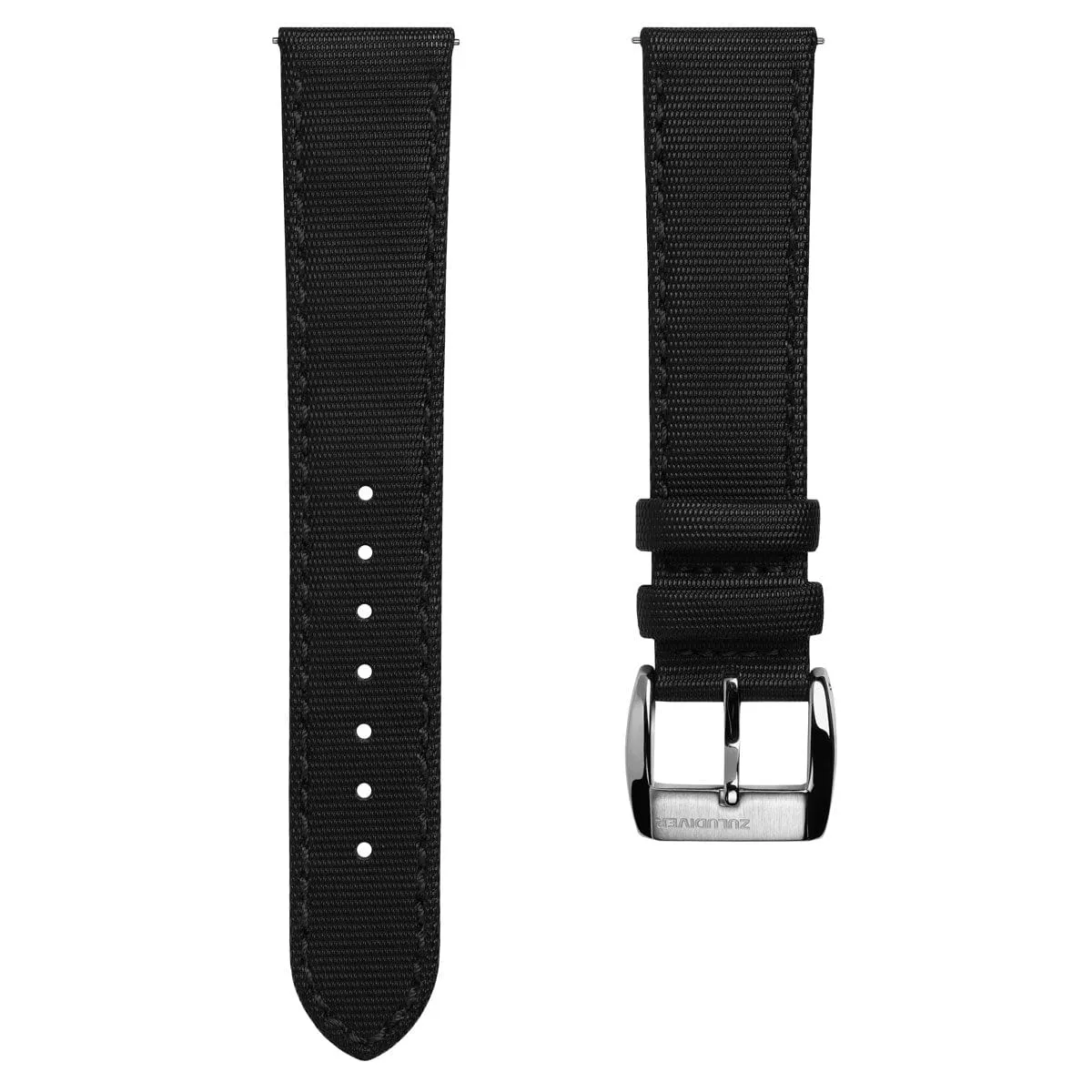 ZULUDIVER Maverick Sailcloth Waterproof Watch Strap - Black & Black