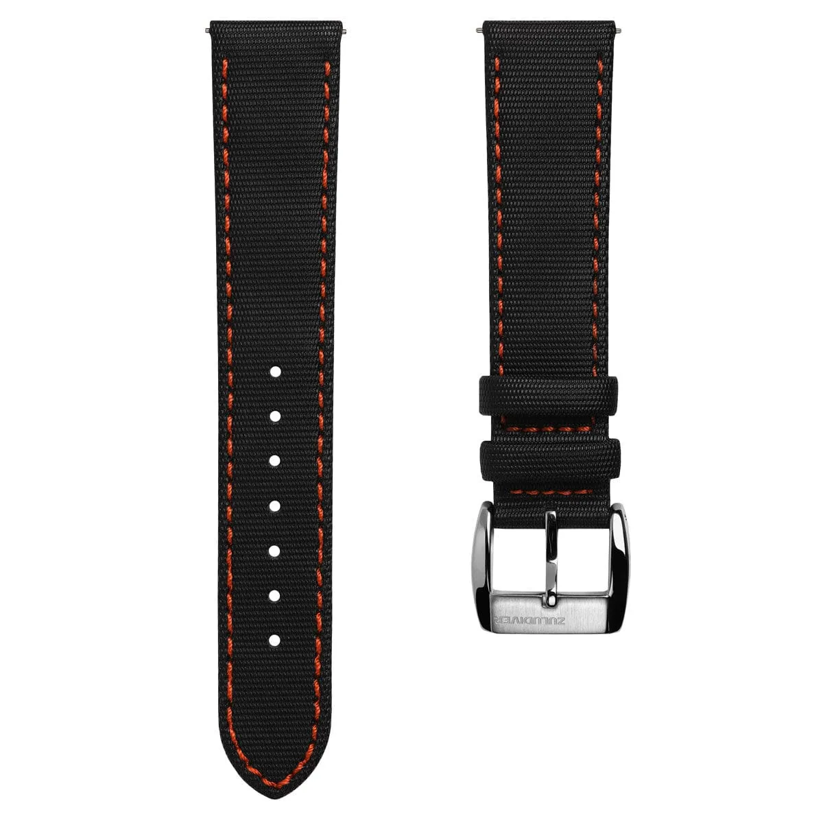 ZULUDIVER Maverick Sailcloth Waterproof Watch Strap - Black & Orange
