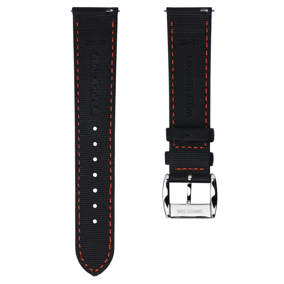 ZULUDIVER Maverick Sailcloth Waterproof Watch Strap - Black & Orange