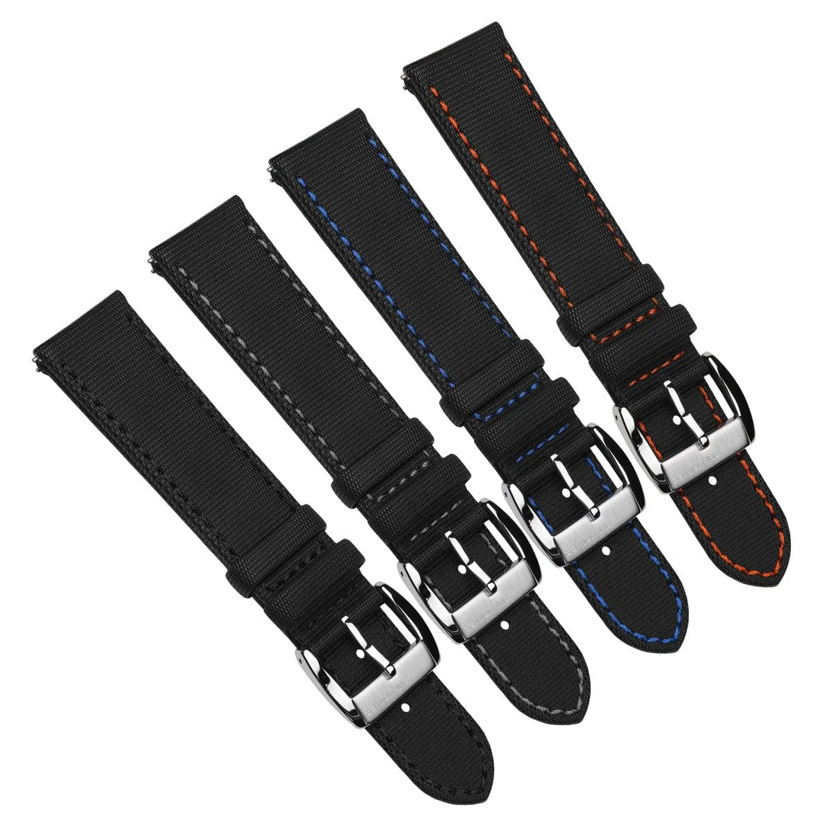 ZULUDIVER Maverick Sailcloth Waterproof Watch Strap - Black & Orange