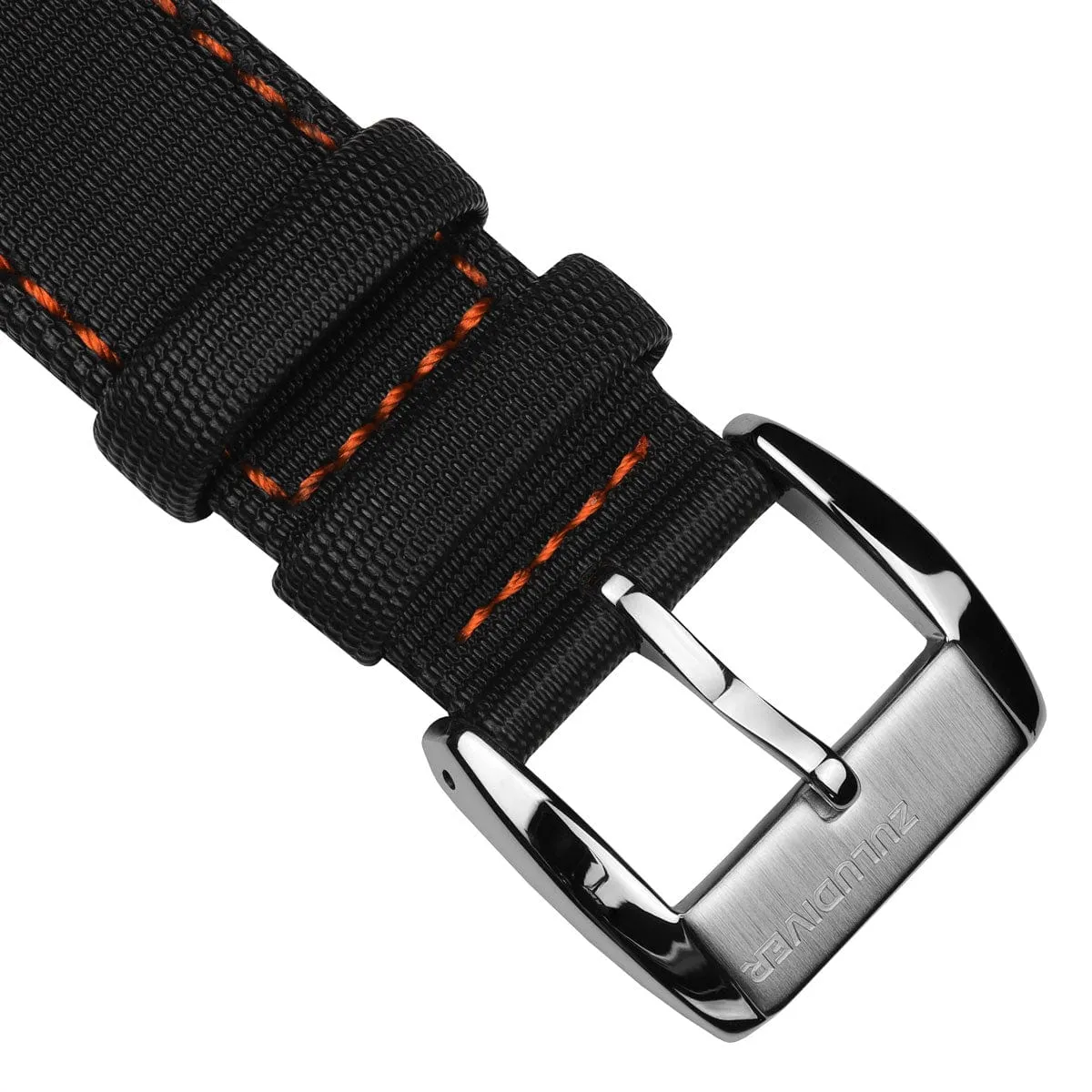 ZULUDIVER Maverick Sailcloth Waterproof Watch Strap - Black & Orange