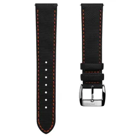 ZULUDIVER Maverick Sailcloth Waterproof Watch Strap - Black & Orange