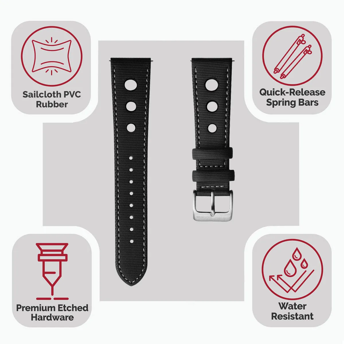 ZULUDIVER Mayday Anchor Sailcloth Divers Watch Strap - Off White